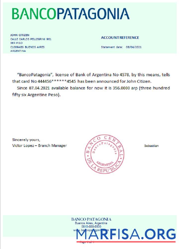Blank Argentina Bancopatagonia reference template